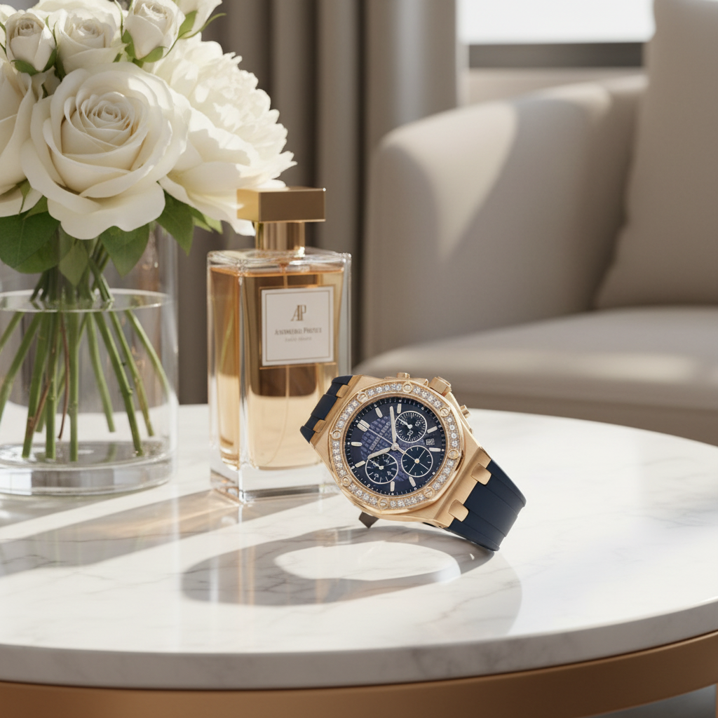 Audemars Piguet Royal Oak Offshore Ladies Chronograph – Blue Dial | Rose Gold | Diamond Bezel