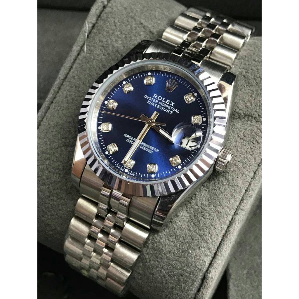 Full Black Automatic Men's Watch – Diamond Hour Markers, Date Function, Lume, 31 Variants