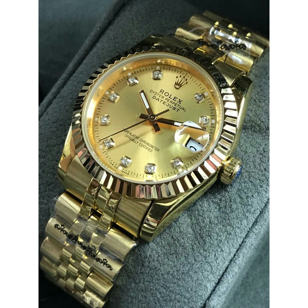 Full Black Automatic Men's Watch – Diamond Hour Markers, Date Function, Lume, 31 Variants