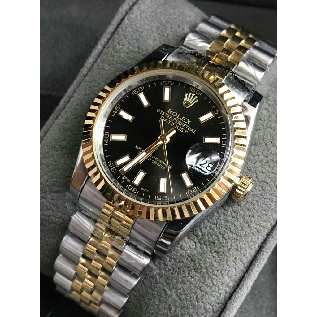 Full Black Automatic Men's Watch – Diamond Hour Markers, Date Function, Lume, 31 Variants