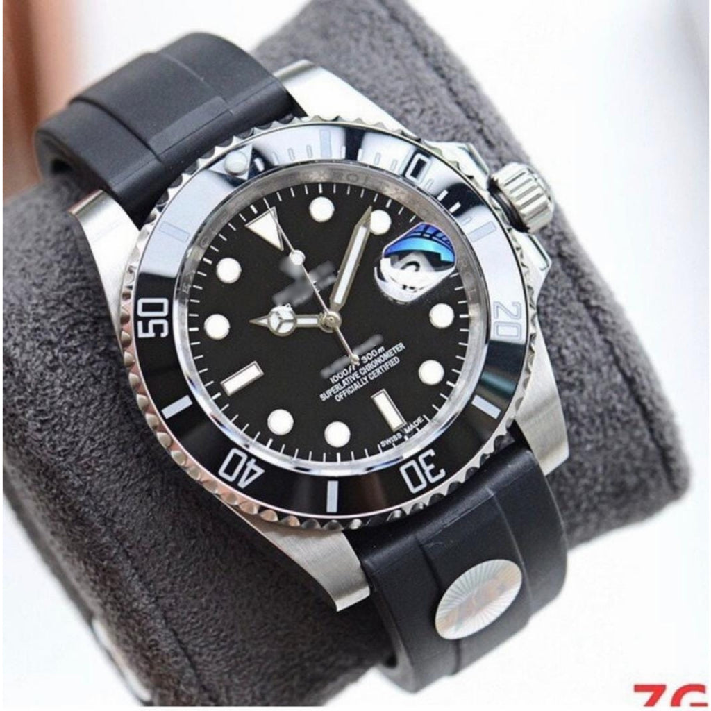 Full Black Automatic Men's Watch – Diamond Hour Markers, Date Function, Lume, 31 Variants
