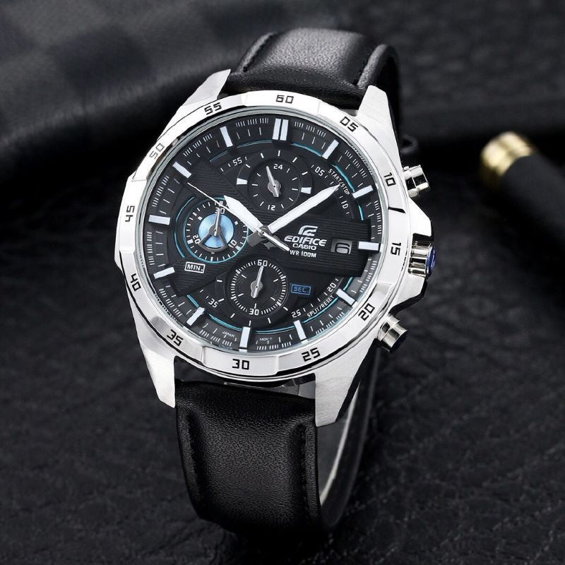 Casio Edifice EFR-556L Chronograph Leather Watch for Men – 100M Water Resistant | Limited Stock