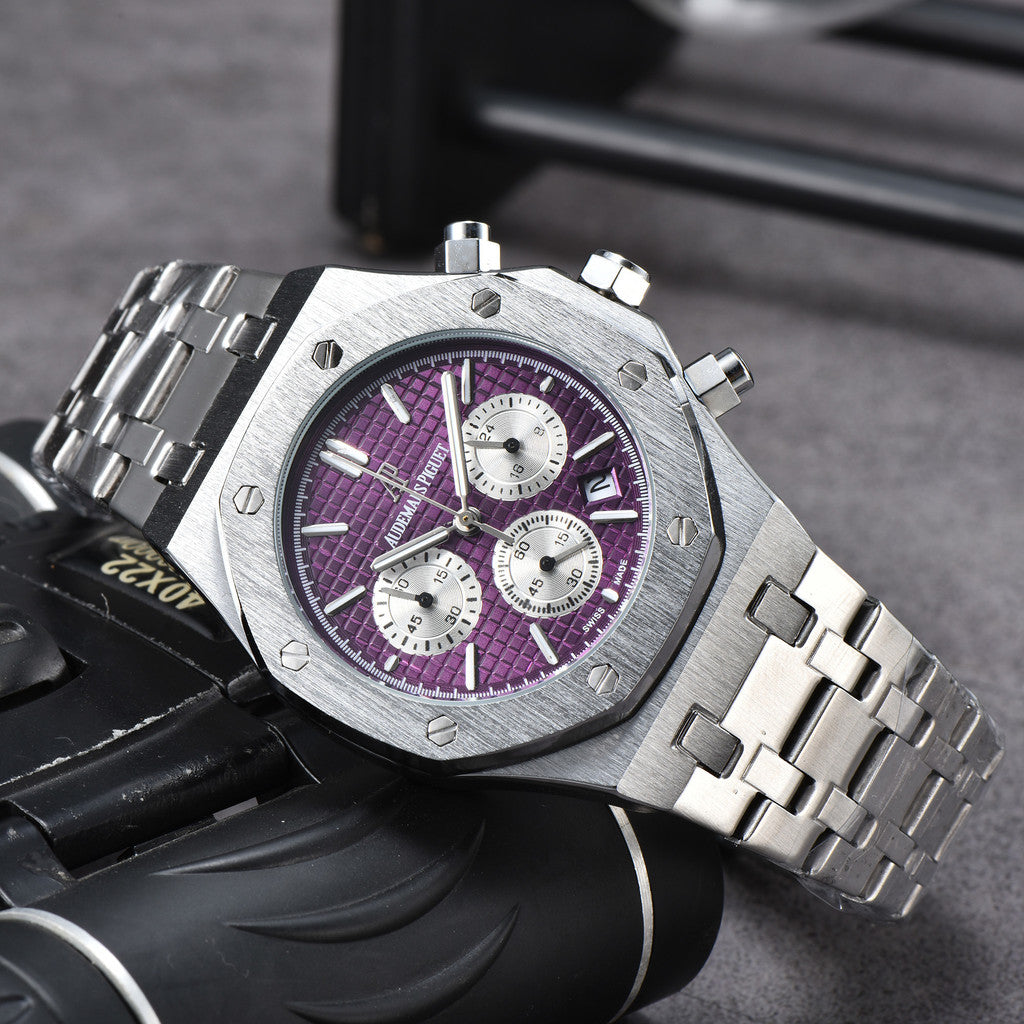Men's & Women's Casual Quartz Watch – 42mm Stainless Steel Dial, Nylon Strap, Auto Date