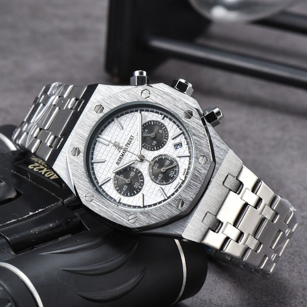 Men's & Women's Casual Quartz Watch – 42mm Stainless Steel Dial, Nylon Strap, Auto Date