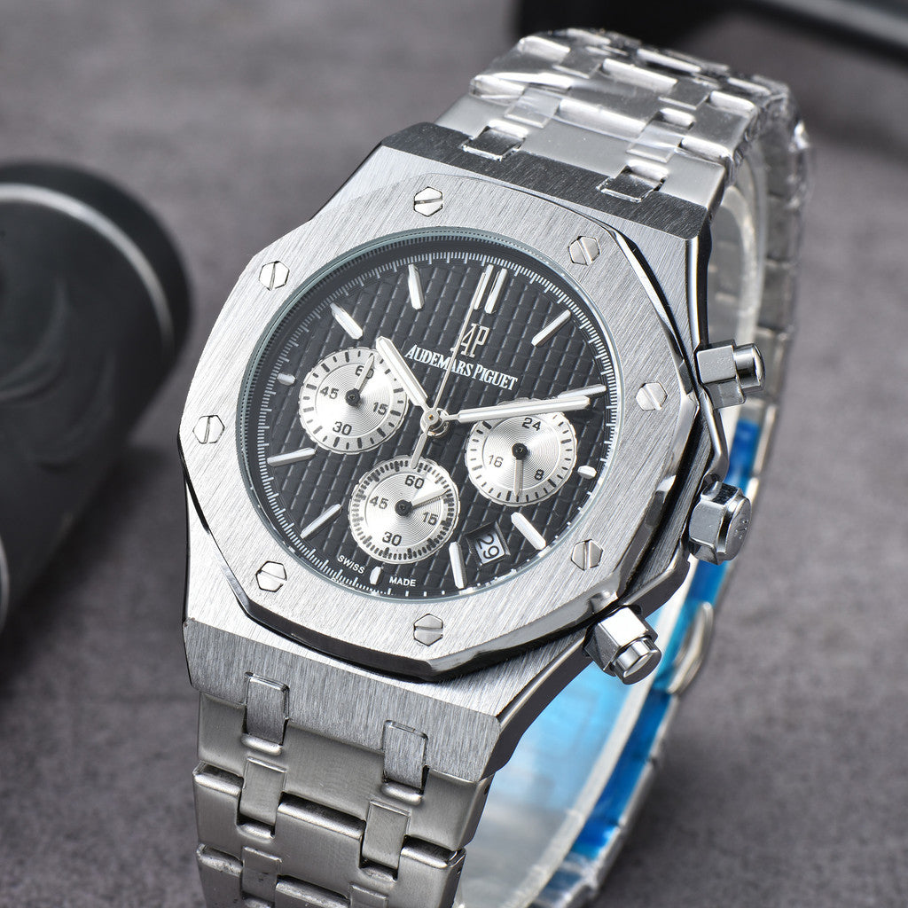 Men's & Women's Casual Quartz Watch – 42mm Stainless Steel Dial, Nylon Strap, Auto Date