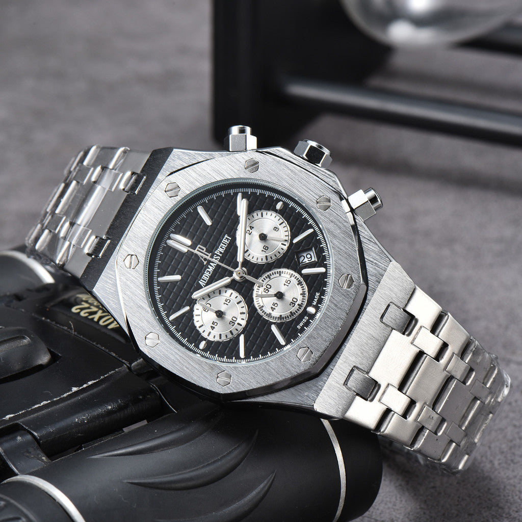 Men's & Women's Casual Quartz Watch – 42mm Stainless Steel Dial, Nylon Strap, Auto Date