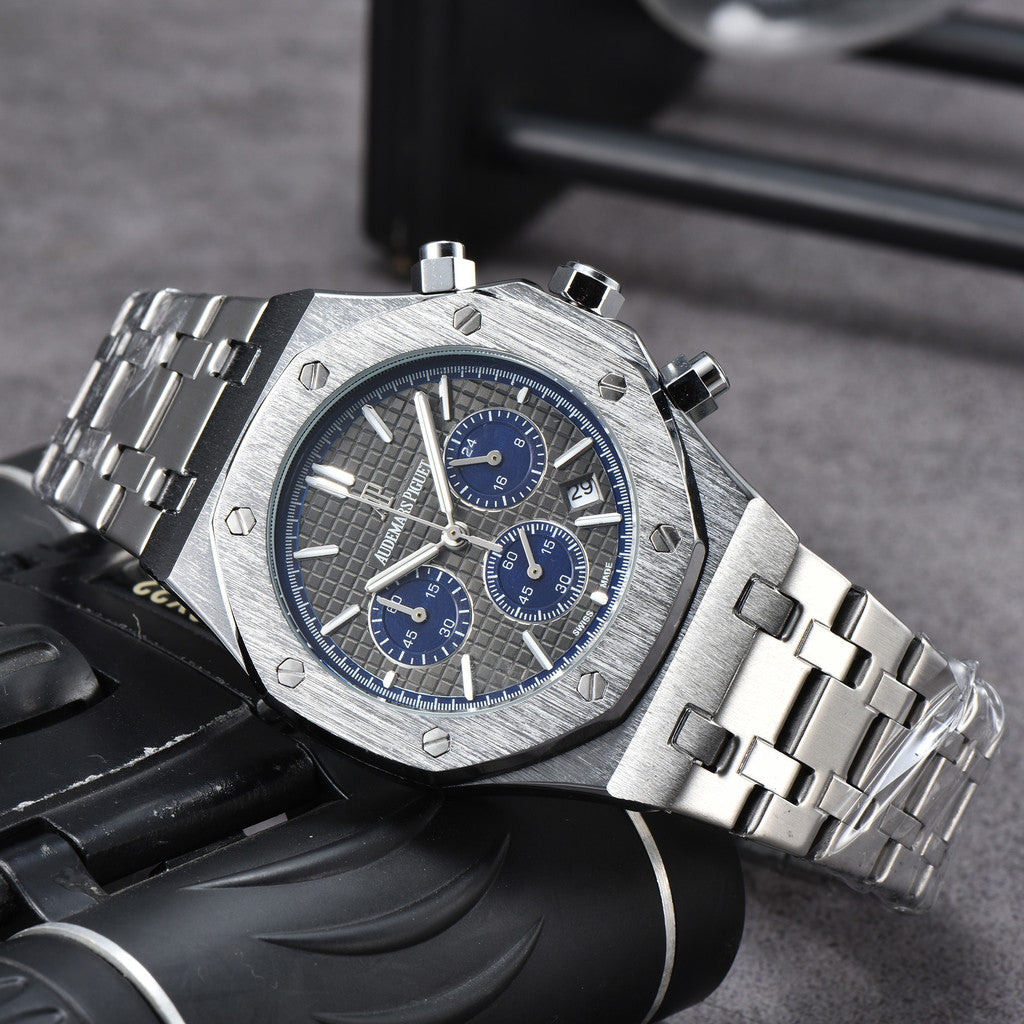 Men's & Women's Casual Quartz Watch – 42mm Stainless Steel Dial, Nylon Strap, Auto Date