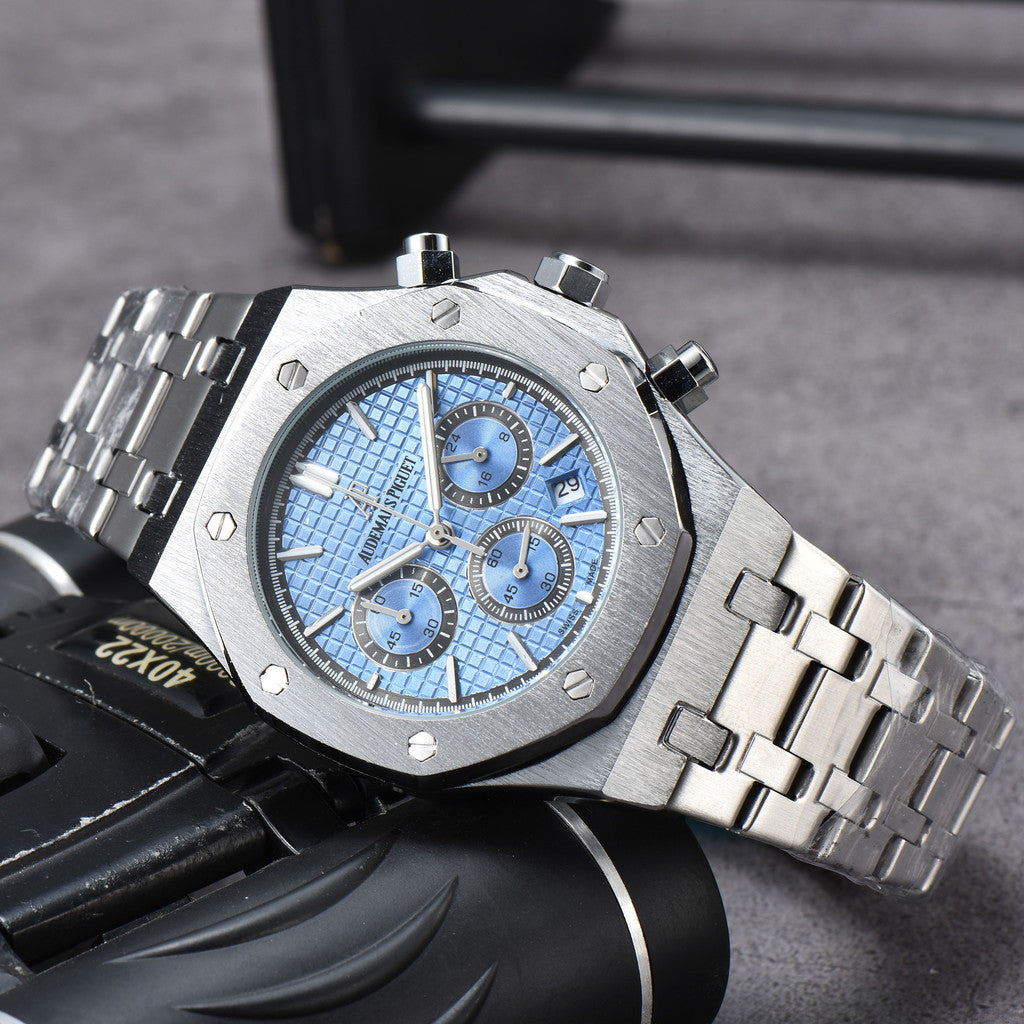 Men's & Women's Casual Quartz Watch – 42mm Stainless Steel Dial, Nylon Strap, Auto Date