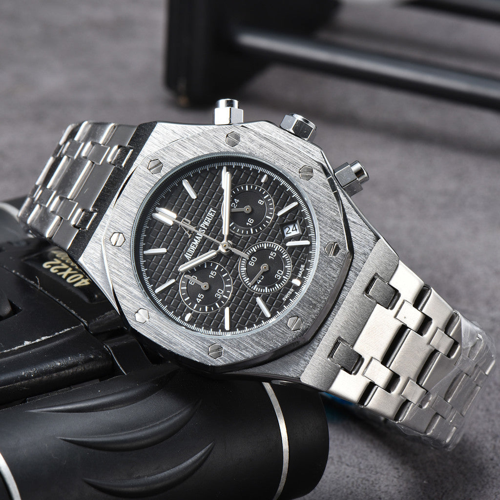Men's & Women's Casual Quartz Watch – 42mm Stainless Steel Dial, Nylon Strap, Auto Date